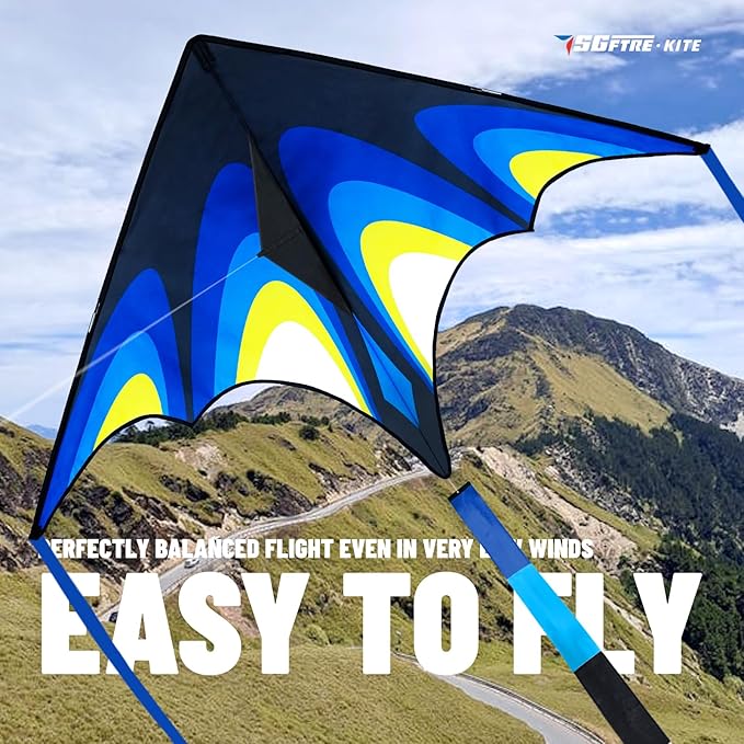 Kite, Large Delta Kites for Kids and Adults, Easy to Fly Rainbow Kites, Durable Multifunctional Beach Kite, Tangle-Free Flight Line, Durable