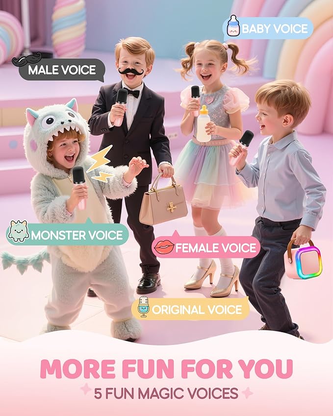 Karaoke Machine for Kids, 2026 TOP Toys Birthday Gifts Ideas for Girls Ages 4, 5, 6, 7, 8, 9, 10, 12+ Years Old, Portable Mini MP3 Player with 2 Wireless Mics for Party