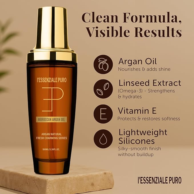 Dubai Premium Moroccan Argan Hair Oil & Body Elixir - Lightweight Treatment for Dry Damaged Hair, Split Ends - Controls Frizz, Boosts Shine, Hydrates Skin - 100 mL (3.38 Fl Oz) - (Bottle Only)
