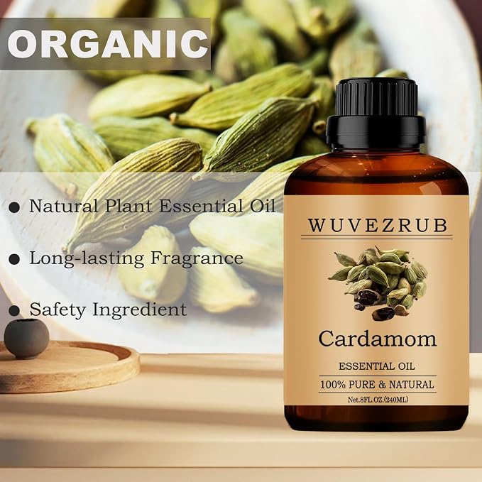 100% Pure Cardamom Essential Oil - 240ML/8 Fl Oz for Aromatherapy Diffuser