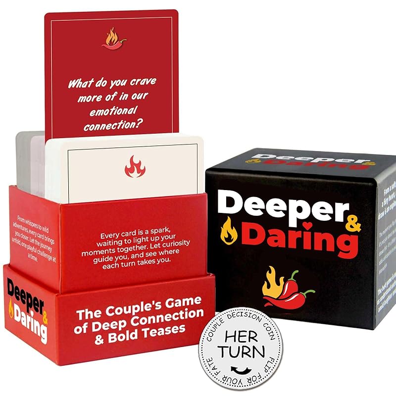 Deeper & Daring Couples Games – Couples Card Game for Date Night, 150 Deep Questions & Dares for Your Partner, Couple Gifts, Spicy & Romantic Anniversary or Valentine's Gifts for Her Him