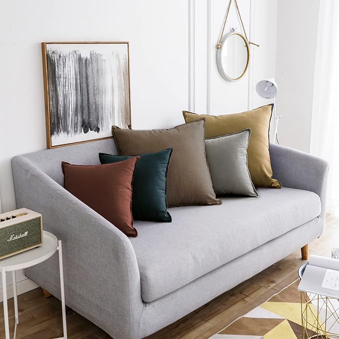 Jeanerlor Decorative Cotton Linen Couch 26"x26" Throw Pillow Case for Sofa Durable Classy, Comfortable Cushion Cover (65 x 65cm), Earth Yellow