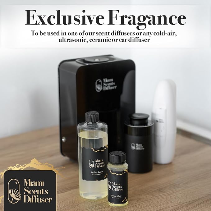 Amber Sunset Glow Essential Oil Refill Luxury Hotel Inspired - Long Lasting Aroma for Home & Office Diffuser - 120 ml Fresh Blend of Bergamot, Oud and Sandalwood, Scent for Spa Wellness Aromatherapy.