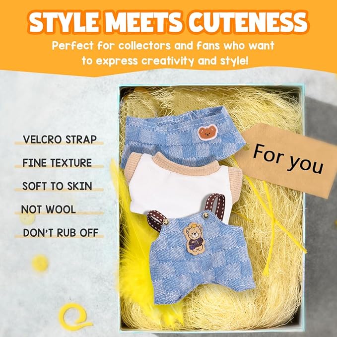 AICase for 17cm Doll Clothes/Outfit,Clothes Set for 17cm Doll,3 Piece Set Hat Clothing,Boys and Girls Stylish Adorable Dolls Clothes Accessories(D_Style)