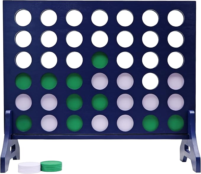 Tailgating Pros Premium Navy Giant Four in a Row with Carrying Case - Jumbo Oversized Outdoor Yard Game - Connect Multiple Pucks in a Row to Win - Many Puck Colors Available!