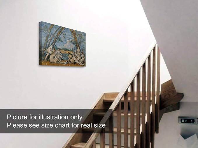 Niwo ART - The Large Bathers, World's Most Famous Paintings Series, Canvas Wall Art Home Decor, Gallery Wrapped, Stretched, Framed Ready to Hang (16"x12"x3/4")