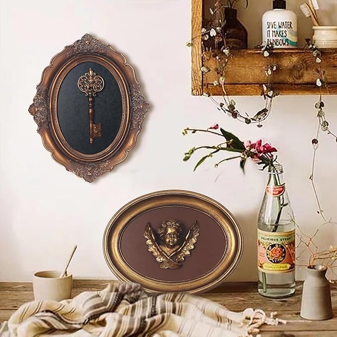 S-MANTIS Vintage Wall Sculpture, Antique Pediment, Hallway Wall Art, Hand Painted Wall Decoration With Intricate Cherub Wings Centerpiece, Gallery, Unique Gift (Antique Gold- Cherub)