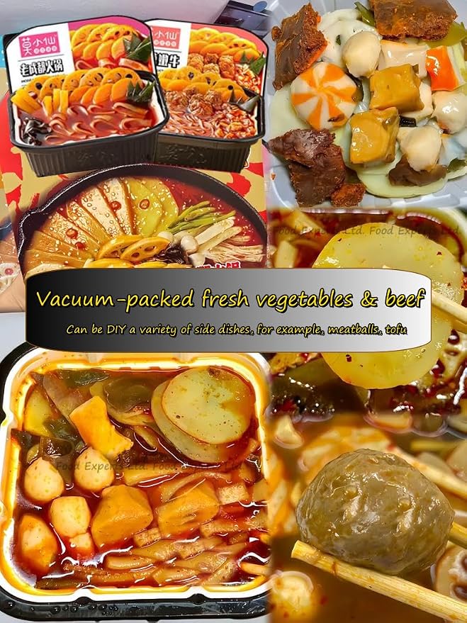 Moxiaoxian Asian Hotpot 1 Box Self Heating Hot Pot no Electric Spicy Ramen noodle (Spicy Veggie 1box)