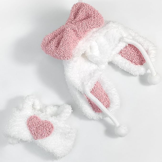 Clothes for 17cm Dolls, Cute Dinosaur Shark Bunny Outfit, Soft Accessories Set, Zip-Up Style (No Doll) Rabbit