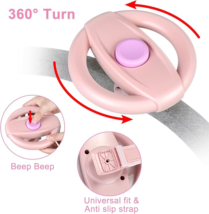 Accmor Stroller Steering Wheel Toy, Pretend Driving Simulated Steering Wheel for Stroller Shopping Carts Universal Detachable Funny Toy Attachment Accessories