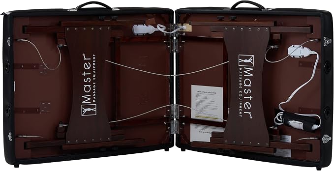 Master Massage 30" Roma Therma Top Heated Portable Massage Table, Wide Salon Spa Beauty Facial Bed with Adjustable Heating System, Face Pillow, and Carrying Bag (Black)