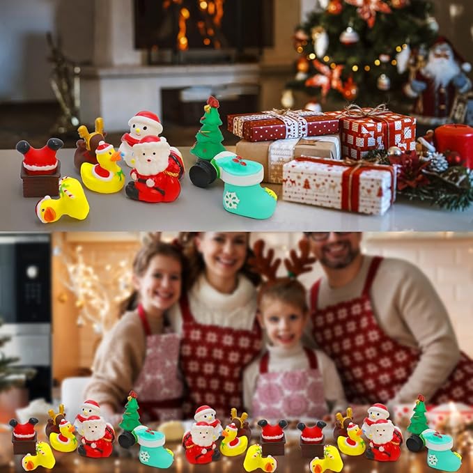 2.5 Inch Rubber Ducks for Kids – Pack of 12 Mini Christmas Ducks, Cute Holiday Ducking for Gift Toys, Party Favors, Jeep Ducks Themed Bath Toys for Toddlers & Kids