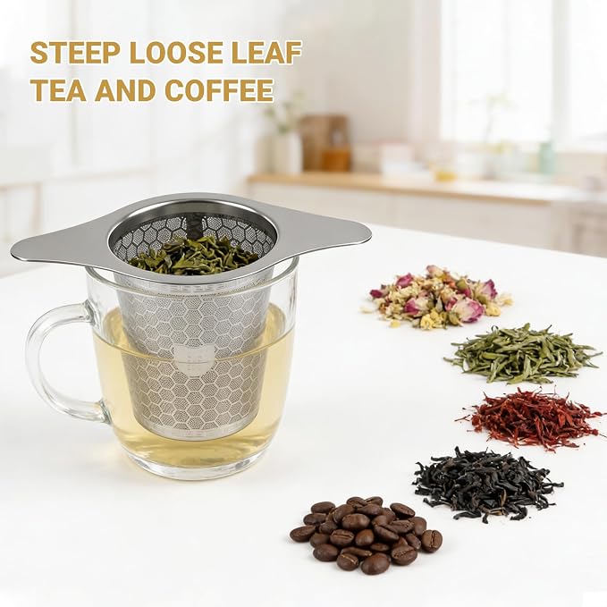 2 Packs 316 Stainless Steel Tea Infuser with Ultra-Fine Mesh – Food Grade Tea Strainer & Tea Steeper for Loose Leaf Tea, Durable and Rustproof