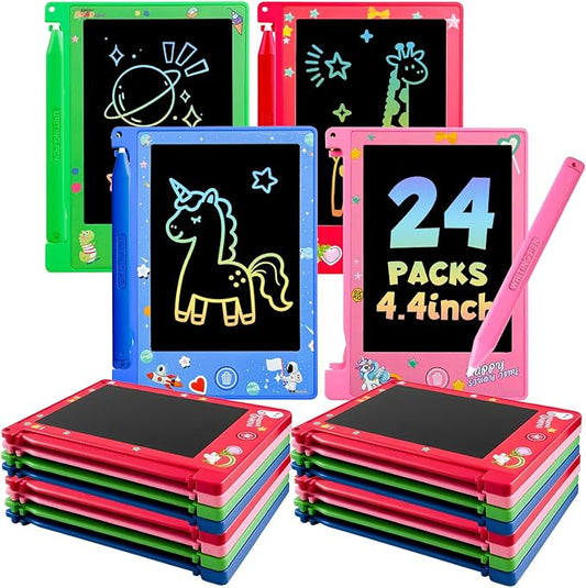 24 Pack 4.4 Inch Mini LCD Writing Tablet for Kids, Erasable and Reusable Toddler Doodle Board, Ideal School or Party Favors Gift for Age 3 Years Old and Above