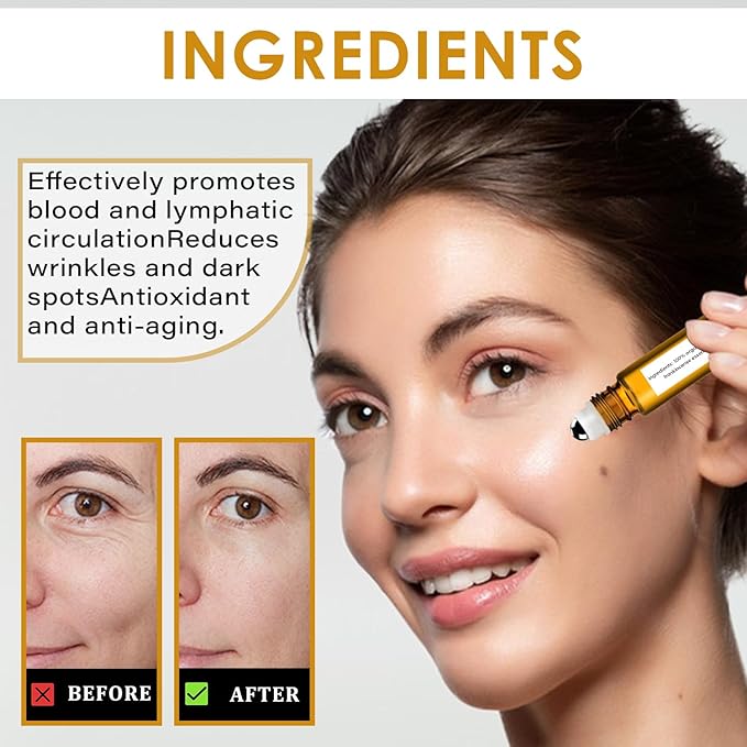 Roller Ball Castor Oil Applicator, Castor Oil Frankincense Rollerball, Rollerball Castor Oil for Eyes, Dark Circles, Puffiness, and Fine Lines