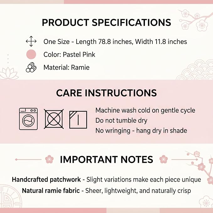 Korean Bojagi Ramie Table Runner 79", Patchwork Dining Decor, Pastel Pink | Bring the timeless beauty of Korean Bojagi patchwork into your home.