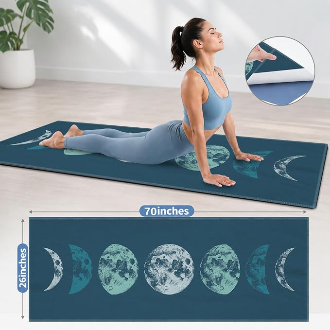 Yoga Mat Towel, Hot Yoga Non Slip with 4 Corner Pockets, 70 x 26 in | Soft Absorbent Microfiber With Four Corner Pockets, Fits Over Yoga Mats For Hot Yoga, Pilates, Gym, And Travel