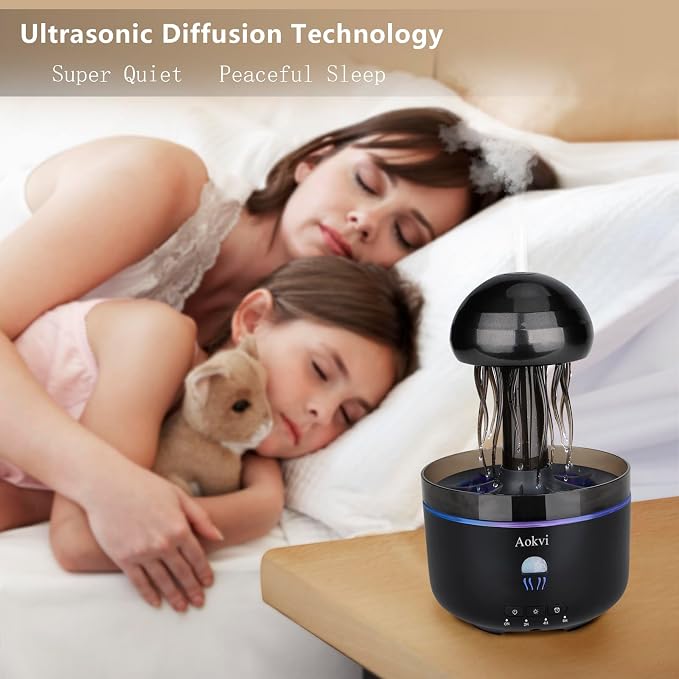Essential Oils Diffuser,300ML Aromatherapy Diffuser,Ultrasonic Essential Oil Diffuser,Jellyfish Humidifier with 7-Color LED,Timer and Auto-Off for Office,Yoga,Bedroom Scent Diffuser(Black
