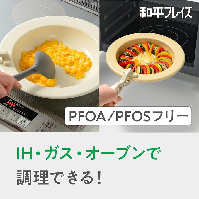 Wahei Freiz RB-3710 Heat Resistant Cooking Plate, Plate Pan, 7.1 inches (18 cm) and 7.9 inches (20 cm) Set, Dish-like Frying Pan, Gas, IH, Oven, Dishwasher Safe, Special Ceramic Treatment, PFOA/PFOS