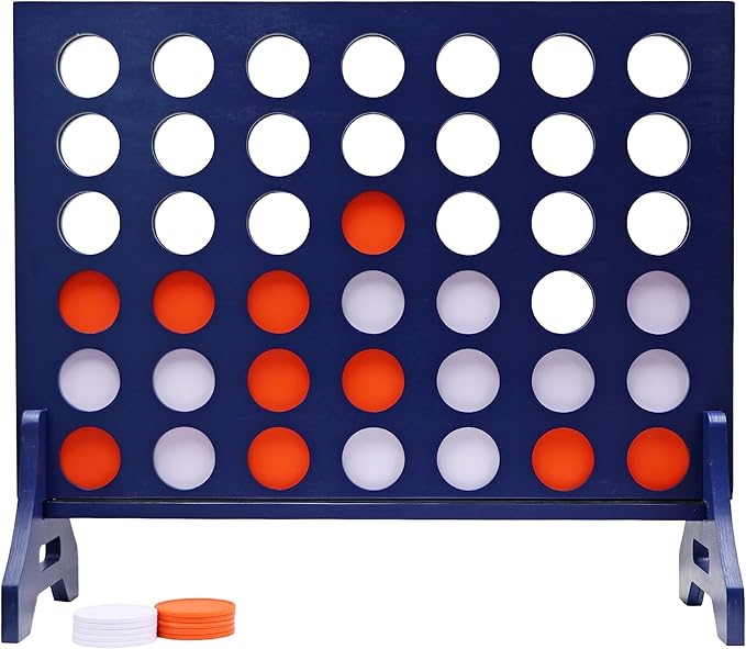 Tailgating Pros Premium Navy Giant Four in a Row with Carrying Case - Jumbo Oversized Outdoor Yard Game - Connect Multiple Pucks in a Row to Win - Many Puck Colors Available!