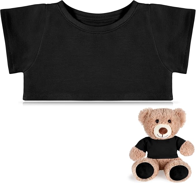 Bear Tee Shirt Fit 14-18inch Bear Clothes Stuffed Animal Clothes Shirt Basic Stuffed Bears Dolls Shirt, Black