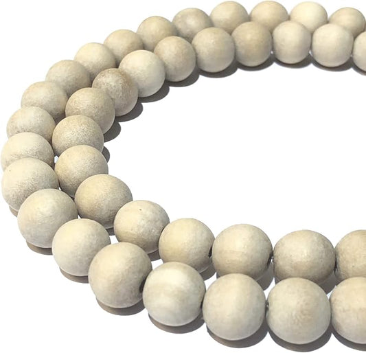 ABCGEMS (Essential-Oil-Diffuser) Rainforest Wild Mamalas Whitewood Wood Beads - Matte Finished (Known for Its Calming Effects- Combining Beauty with Wellness Benefits) Smooth Round 6-7mm (Non-Shiny)