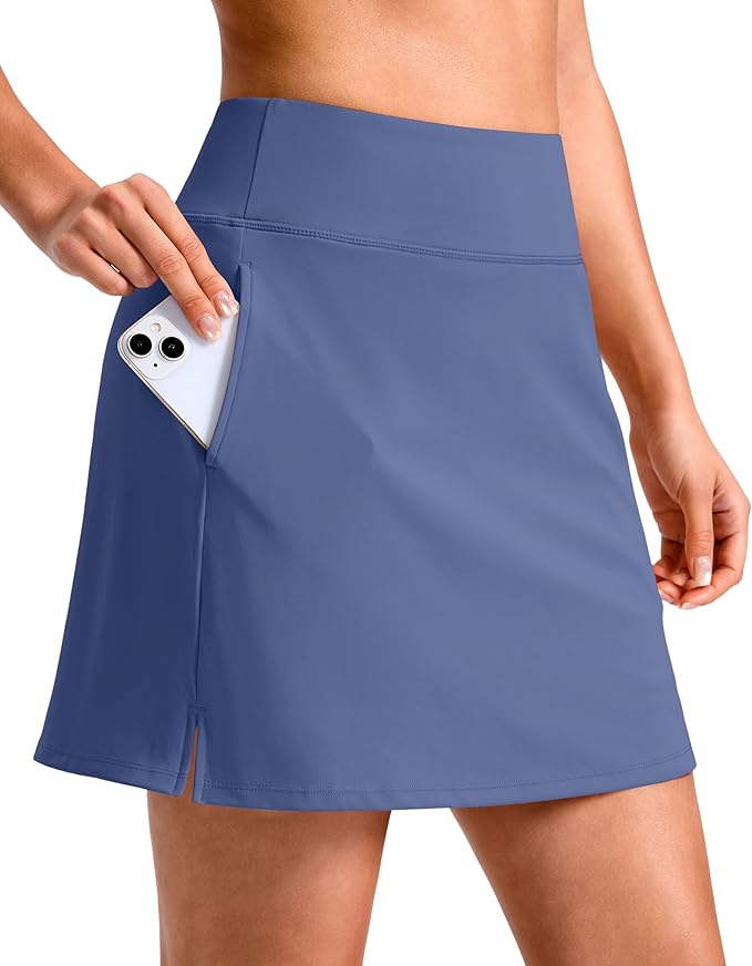 14"/16" Skorts with 3 Pockets | Side Slits, High Waisted, Built-in Shorts, A Line, Casual, Pickleball, Athletic, Golf, Tennis Skirt, for Women