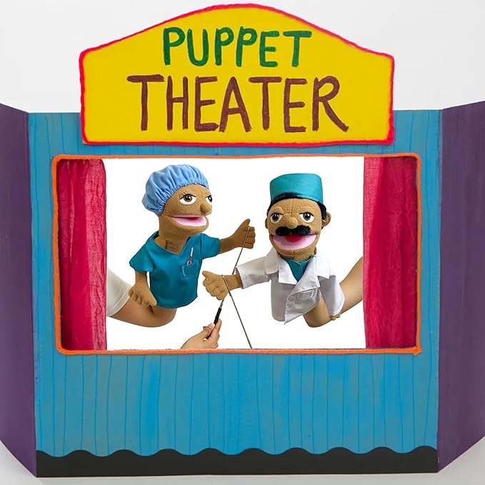 16" Puppets Entriloquist Puppet,Hand Puppets for Kids Plush Doctor Puppets for Adults with Removable Mouth Puppe t for Kids Ages 4-8，Hand Pupp et for Adults with Scalable Pup pet Control Rod