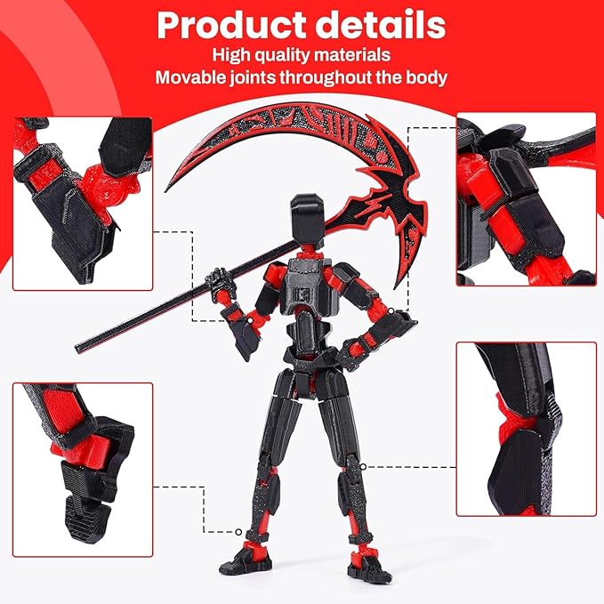 T13 Action Figure -Assembly Completed Dummy 13 for Grandson 6 7 8 9 10 11 12 Years Old, 3D Printed Action Figure with Weapons, Titan 13 Action Figures Articulated, Titan 13 for Boy Kid Gift