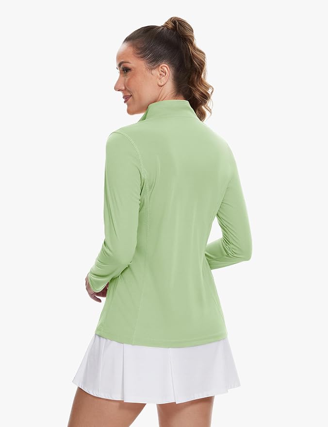 TACVASEN Women's Quarter Zip Pullover Golf Shirts UPF 50+ Long Sleeve Sun Shirts UV Protection Workout Tops