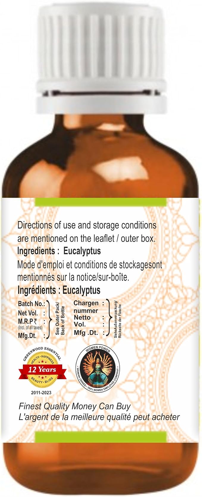Greenwood Essential Eucalyptus Essential Oil (Eucalyptus globulus) Pure | Non-Sticky | Non-Greasy | Lightweight | Men & Women | All Skin Types | Steam Distilled 15ml (0.50 oz)