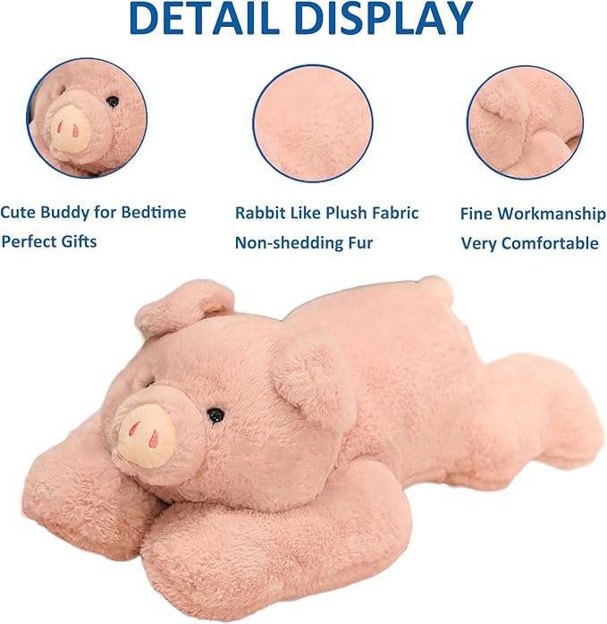 Weighted Stuffed Animals, 29.5in 6.2lbs Weighted Pig Stuffed Animal Toy Cute Pink Pig Plush Pillow for Adults Boys Girls