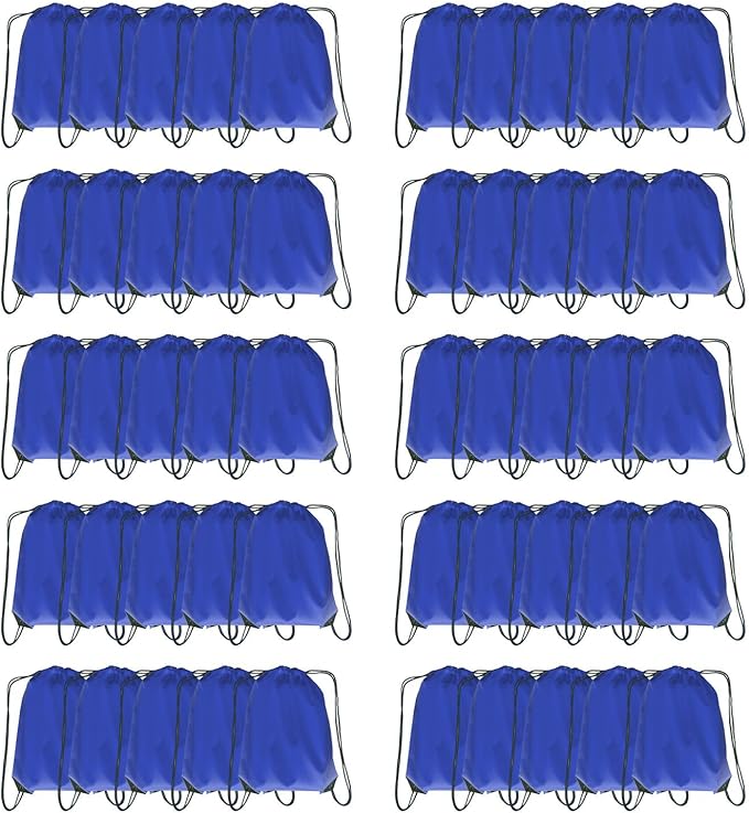 Drawstring Backpack Bulk 50 Packs Draw String Backpack Bags DIY Gym Sports Traveling Trip ride Pedestrianism Yoga Cinch Bag Sackpack Drawstring (royal blue)