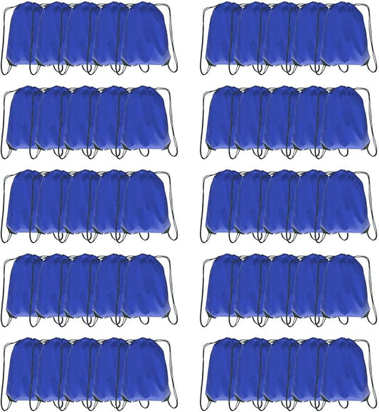 Drawstring Backpack Bulk 50 Packs Draw String Backpack Bags DIY Gym Sports Traveling Trip ride Pedestrianism Yoga Cinch Bag Sackpack Drawstring (royal blue)