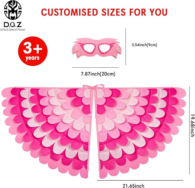 D.Q.Z Bird-Wings-Costume for Kids Dress Up, Felt Feathered Owl Parrot Chicken Animal Role Play Costume, Gift for Girl Boys