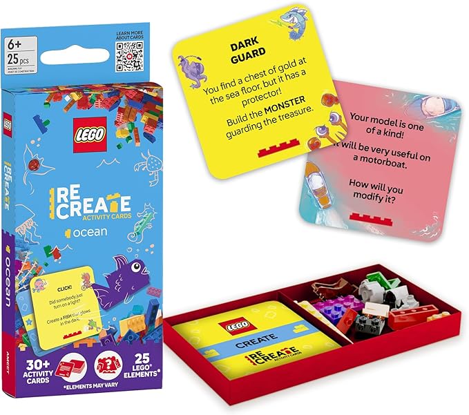 Lego Recreate Activity Cards – Ocean | Imaginative Building Game with 30+ Activity Cards & 25 Lego Elements | Ages 6+