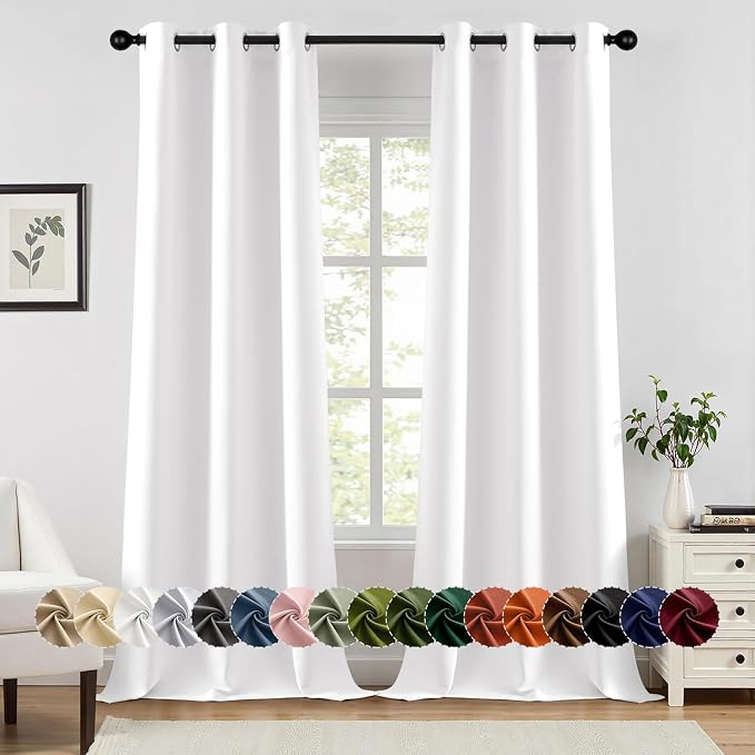 MIULEE Blackout Curtains for Bedroom 2 Panels 40 x 96 Inch Long Pure White | Thermal Insulated, Living Room Darkening Grommet Drapes, Noise Reducing, Light Blocking Window Treatments
