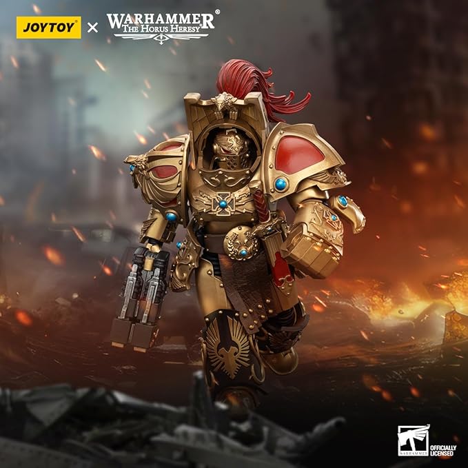 JOYTOY Warhammer The Horus Heresy Legio Custodes Aquilon Terminator Squad Aquilon with Twin-Linked Adrathic Destructor 1:18 Scale 5in Action Figure Mecha Joy Toy Collection Model