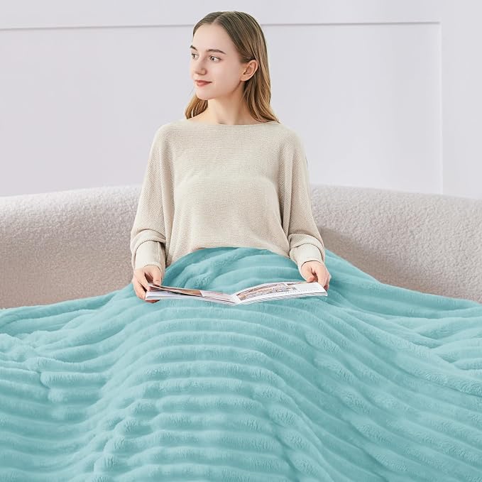 BEDELITE Ribbed Twin Blanket for Couch & Bed, Cloud Blue, 60"x80" | Ultra-Soft Plush Fleece, Cozy, Warm Yet Lightweight, Ribbed Texture, Home Decor, Machine Washable, Giftable, All-Season Use