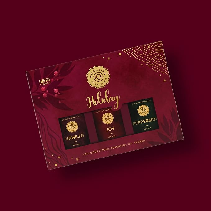 Holiday Essential Oil Set | Seasonal Essential Oils & Blends | Aromatherapy for Winter & Christmas | Perfect for Diffusers, Relaxation, and Holiday Gifts (3 Pack, Holiday Red)