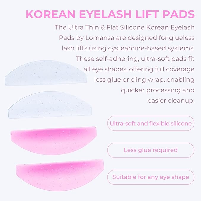 Flat Lash Lift Shields Glueless Ultra Thin Silicone Pads for Perming Lotion No.1, Lash Softening Shields for Easy Korean Eyelash Lift (Glitter Rose)