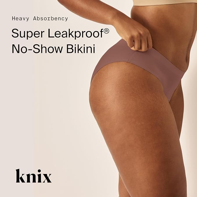 KNIX Super Leakproof No-Show Bikini Period Underwear – Heavy Flow, Reusable Absorbent Menstrual & Incontinence Panties