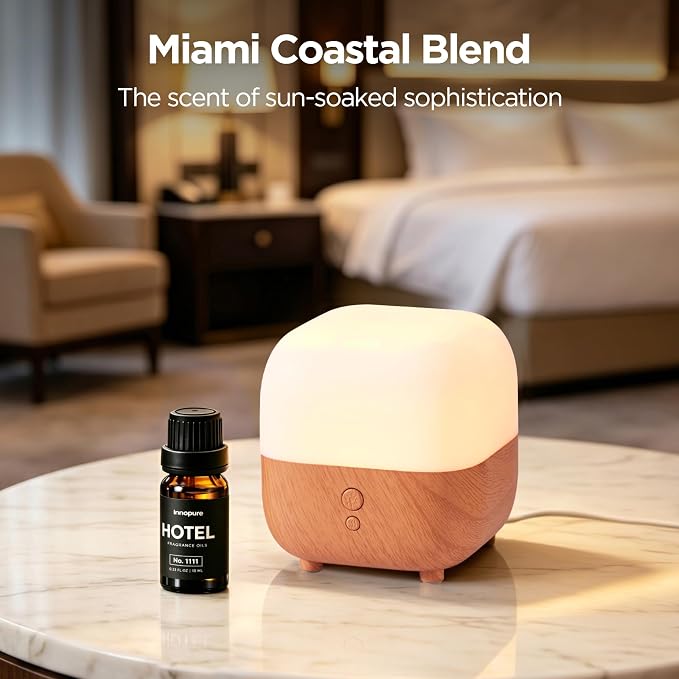 InnoGear Essential Oil Diffuser & 4 Hotel Oils Set, 150ml Diffusers for Home with 5-Star Hotel Collection Diffuser Oils Set Cool Mist Mini Humidifier Scent Fragrance Gift Set