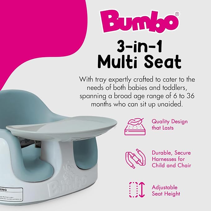 Bumbo 2 Pack 3-in-1 Multi-Seat for 6 to 36 Months, Travel Baby and Infant Feeding & Play Floor Seat, Portable Booster with Tray, White/Desert Mirage