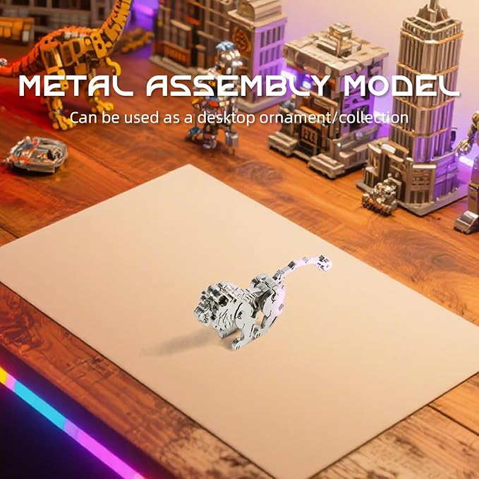 Barbary Lion 3D Metal Puzzle Model for Adults, DIY Wild Animal Building Model Kit with Tool, Metal Lion Puzzle Figurines for Man or 3D Building Enthusiasts Gift