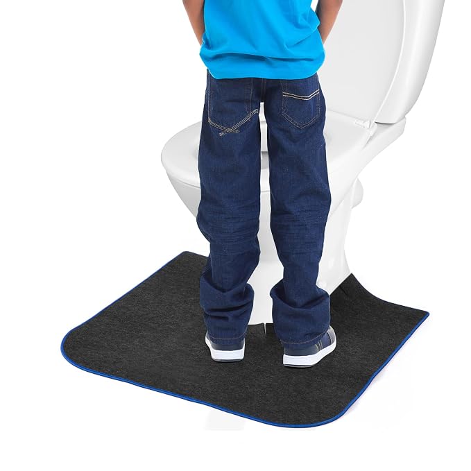 Upgrade Round Commode Potty Training Mats for Boys, Toilet Training Mats, Potty Training Toilet Rugs, Toilet Rugs u Shaped Washable,Toilet mats for Bathroom(4 Pack, Dark Grey)