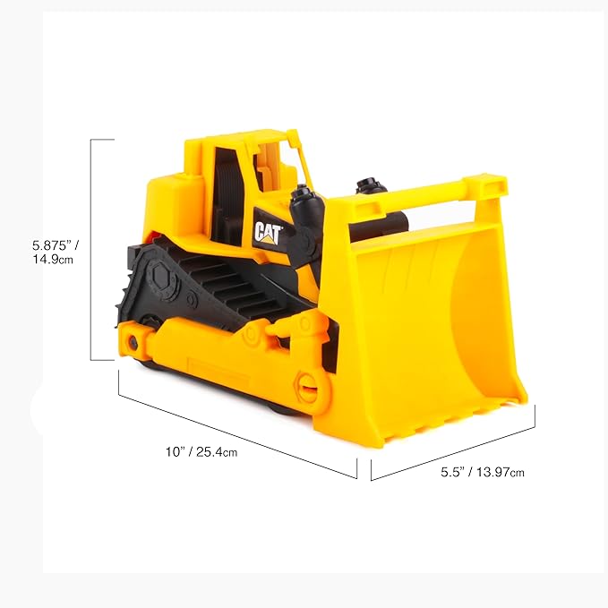 Cat Construction Fleet 10” Bulldozer Toy – Heavy‑Duty Plastic, Working Blade & Free‑Rolling Wheels, Indoor/Outdoor Sandbox Vehicle for Toddlers & Kids Ages 2 +