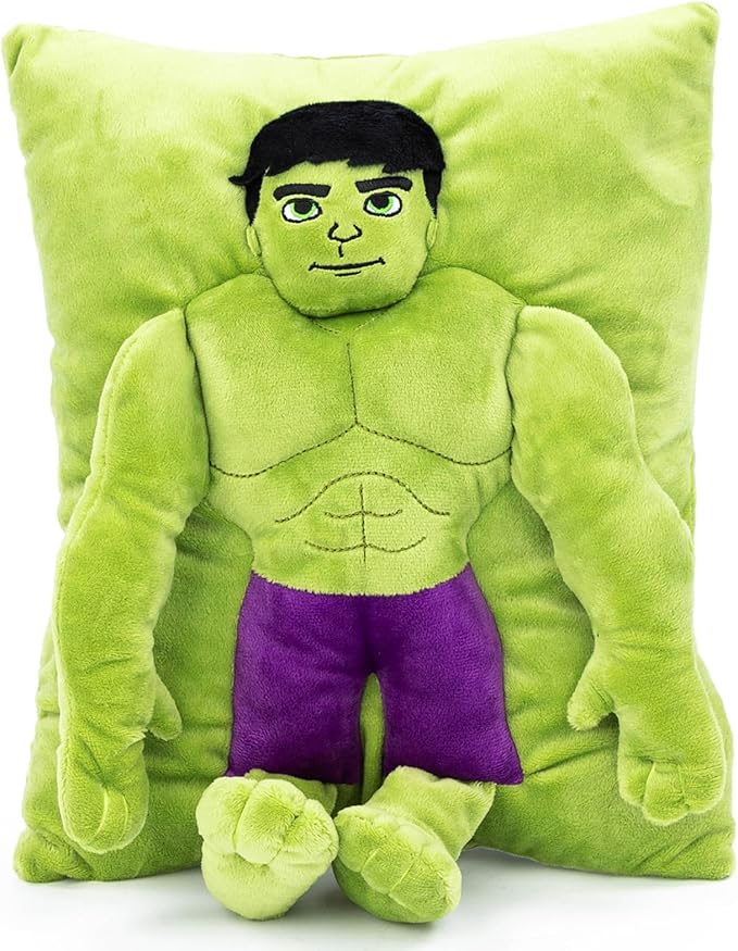 Jay Franco Marvel Spidey & His Amazing Friends Hulk 3D Snuggle Plush Pillow - Super Soft Green Avengers Pillow - Measures 15 Inches