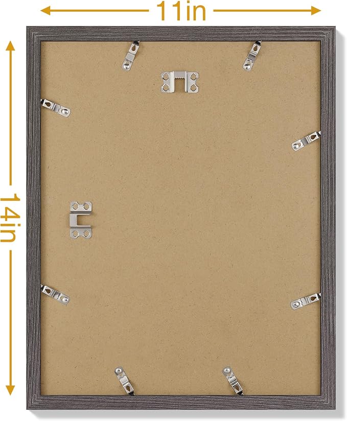 Vittanly 11x14 Picture Frames Set of 9 for Wall Mounting, Dark Grey | Display Pictures 8x10 with Mat or 11x14 without Mat, Engineered Wood with Shatter Resistant Plexiglass, Gallery Photo Frames