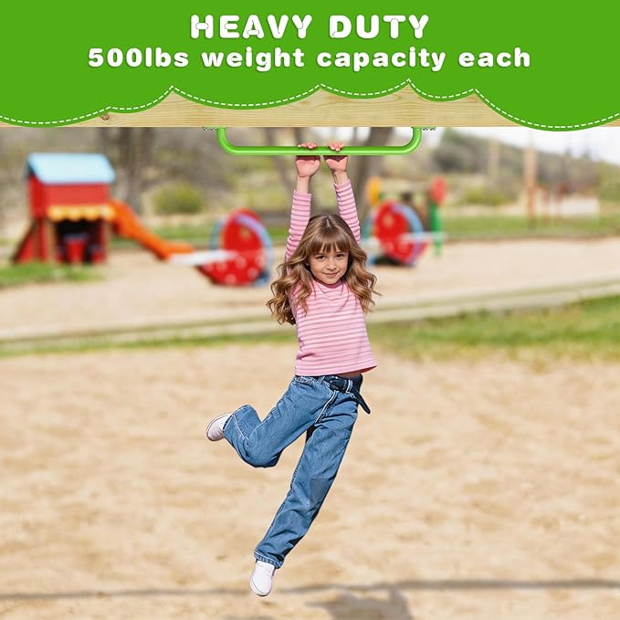 Dolibest 42 Inch Metal Safety Handles, Playground Ladder Handle, Metal Grab Handles for Kids Playhouse, Treehouse, Rock Climbing Wall, Swing Set Accessories, Indoor & Outdoor Use (2PCS)-Green